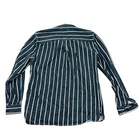 Topman Men's Blue and White Striped Button Down - Picture 2 of 8